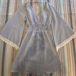 Venus Striped Dress with Flare Long Sleeves Size 4